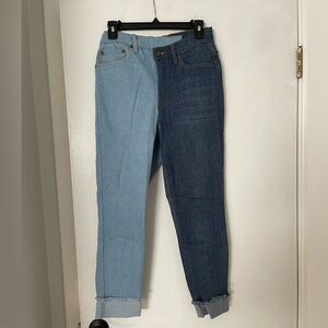 Venus color block asymmetrical jeans